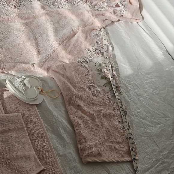 Royal Home Women's Embroidery Robe Set With Face Cloth & Hand Towel Medium Pink - Picture 9 of 16